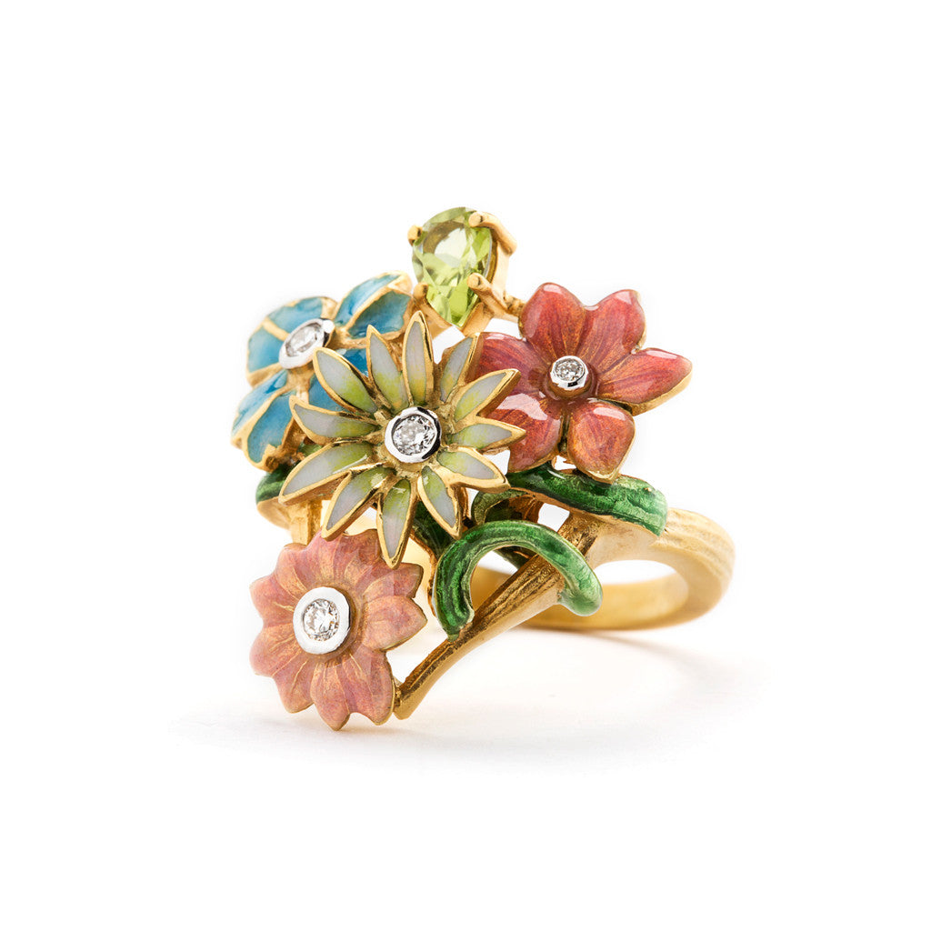 Bouquet of Enamel Flowers from this Masriera Ring.