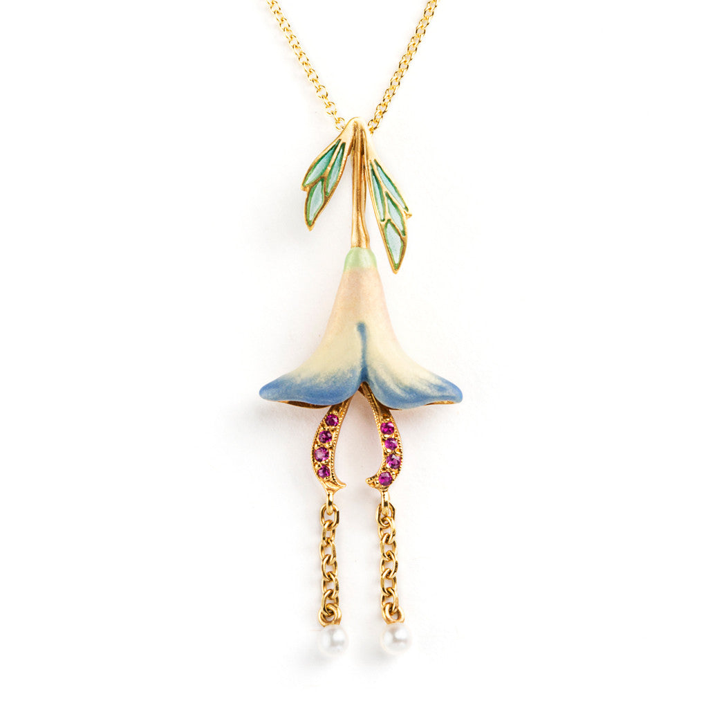 Masriera Blue Bell Enameled Drop Pendant