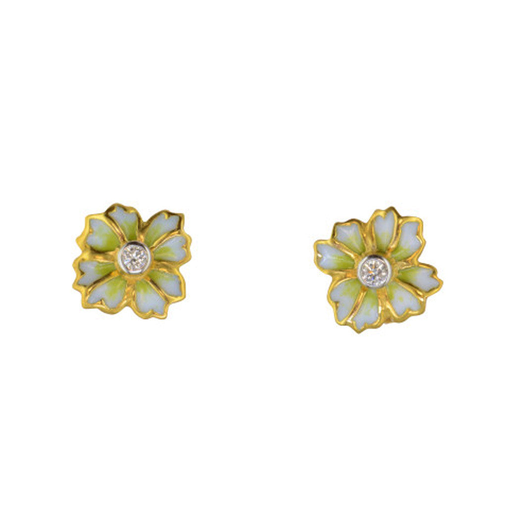 White Flower Enamel Earrings By Masriera