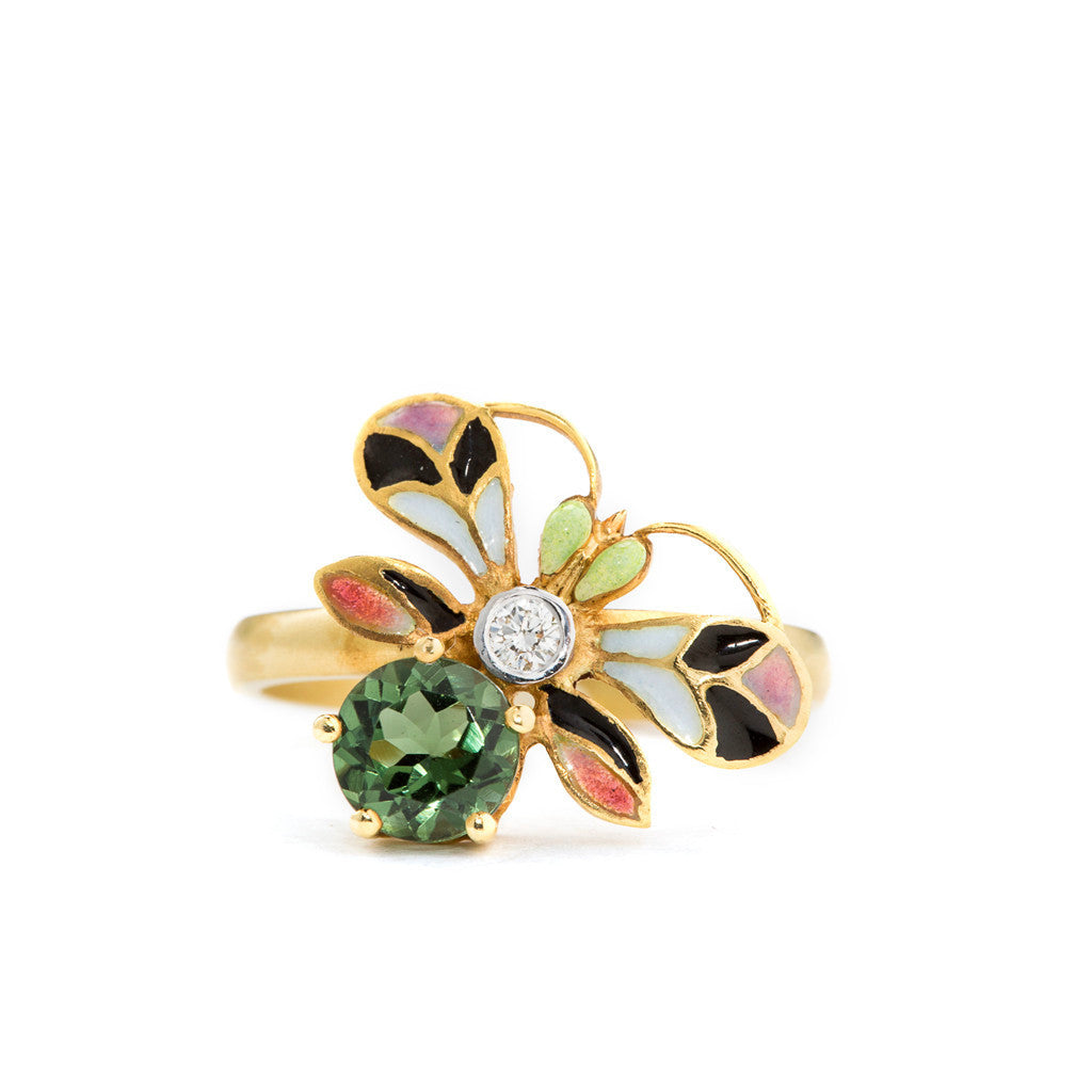 Enamel and Tourmaline Bee Ring by Masriera