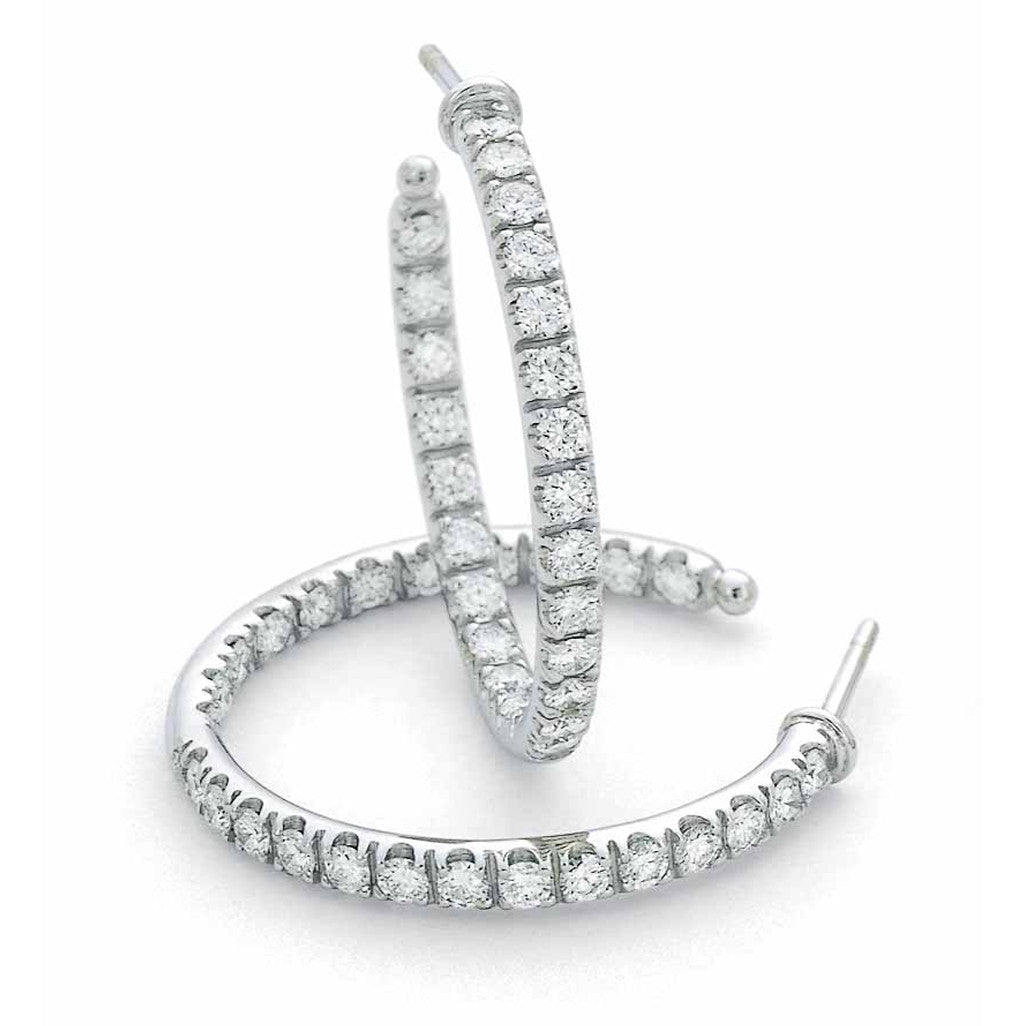 Classic Diamond Hoop Earrings in white gold