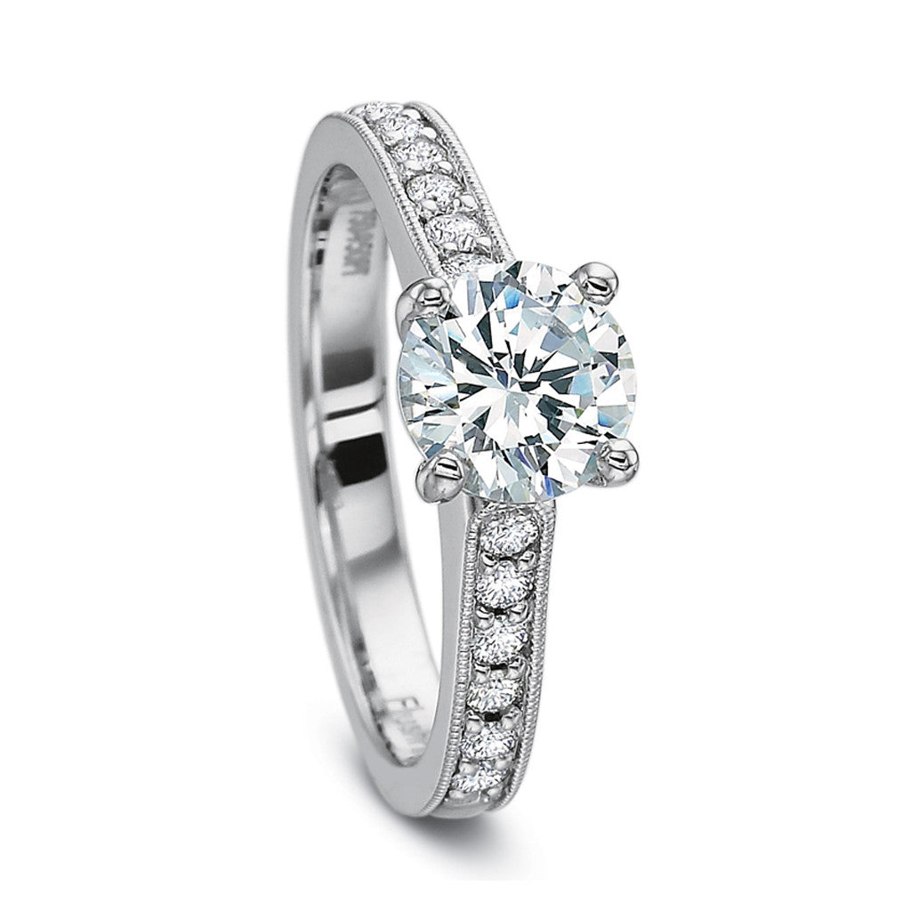 Classic Diamond Solitaire Engagement Ring with Channel Set Diamond Accents