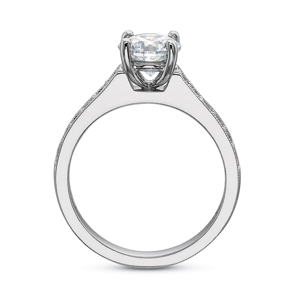 Diamond Engagement Ring with Milgrain and Channel Set Diamonds