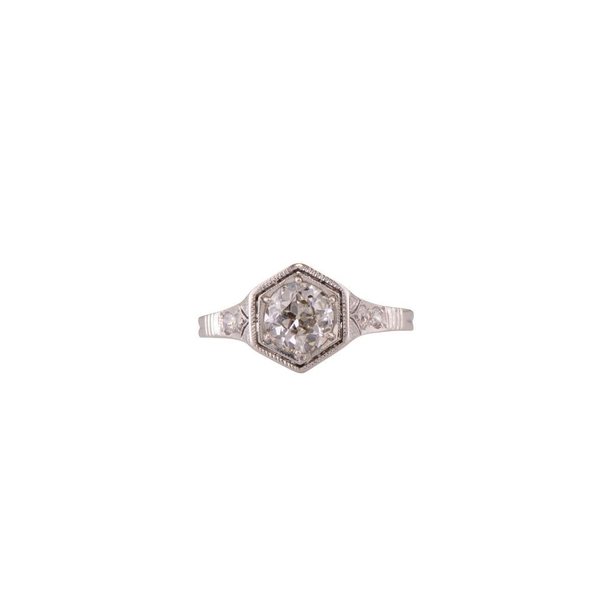 Antique platinum and diamond engagement ring 'Hawthorne'.
