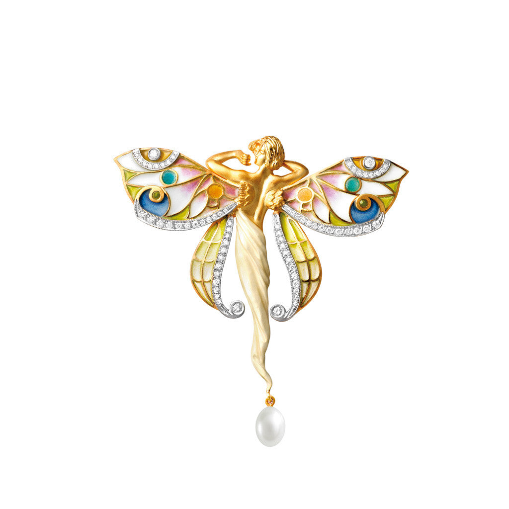 Enamel and Diamond Spring Nymph by Masriera