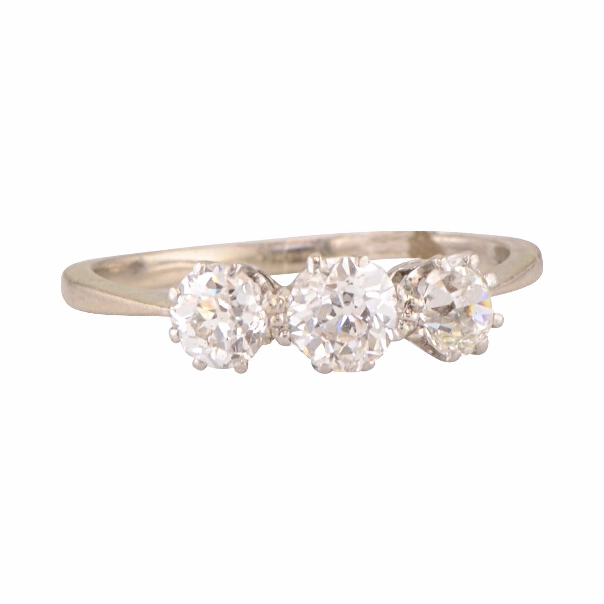 'Trinity' Edwrdian three stone engagement ring in platinum.