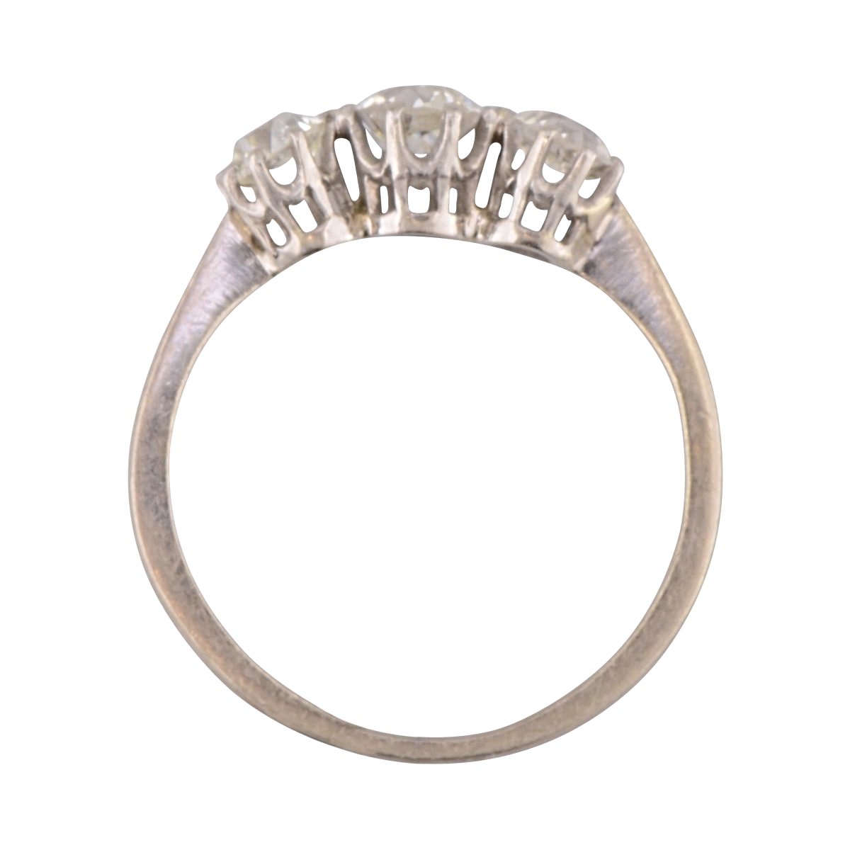 'Trinity' Edwrdian three stone engagement ring in platinum.