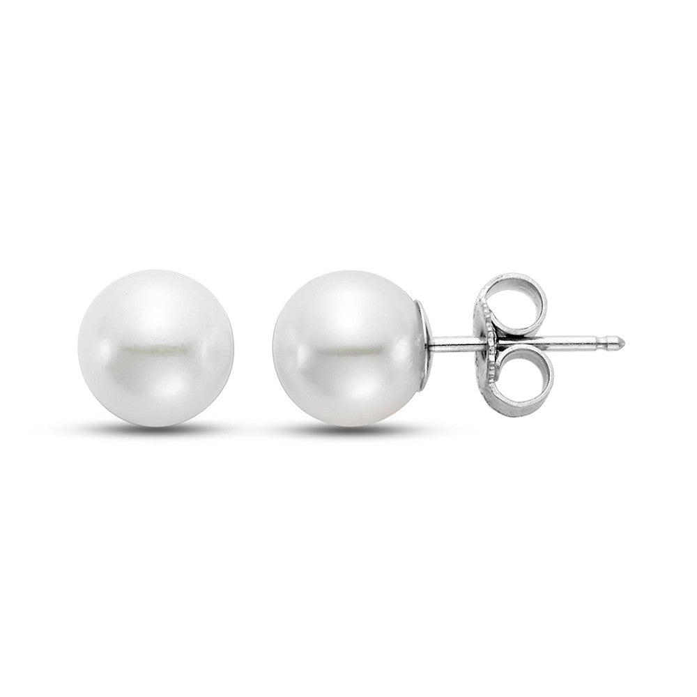 Perfect Pearl studs set in 18k white gold.