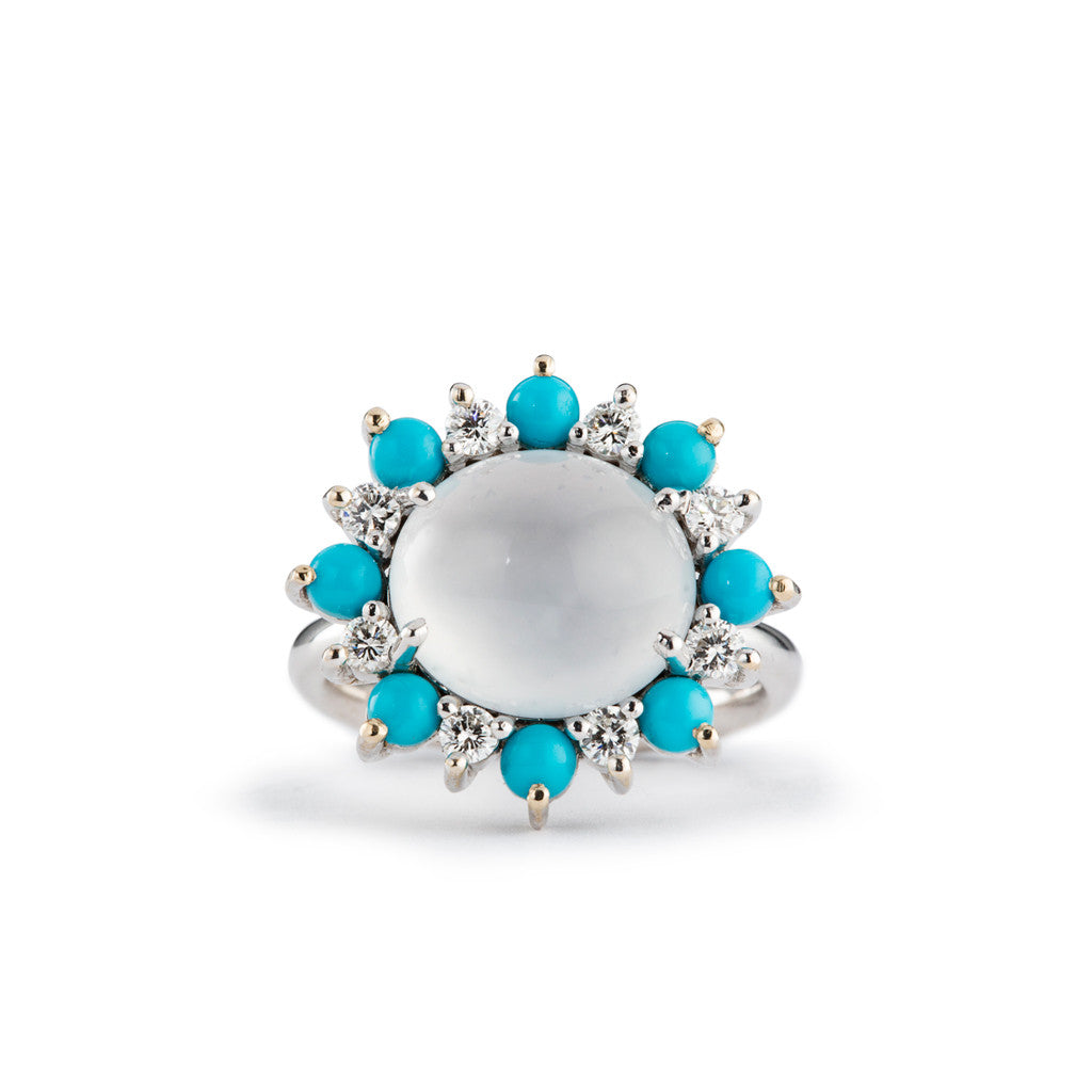 Ice Jade and Turquoise Diamond Ring