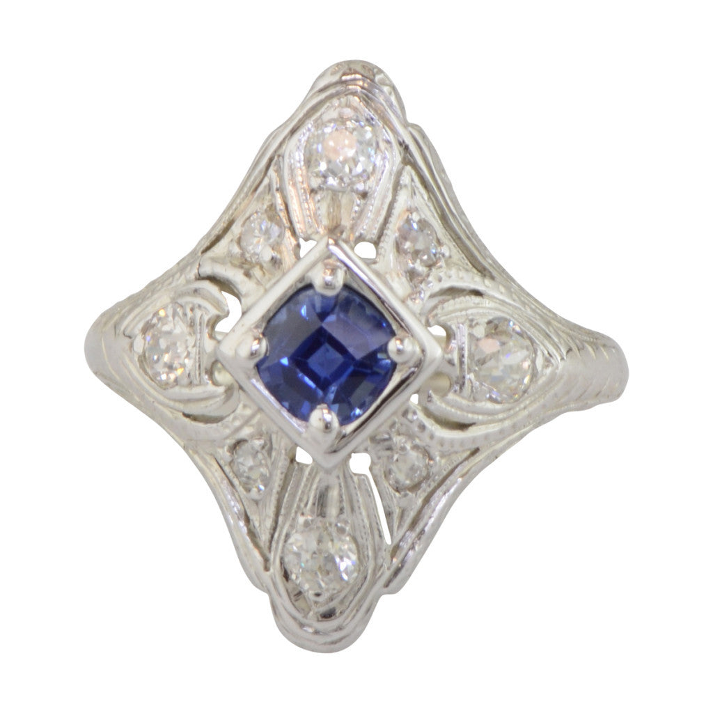 Vintage Diamond and Sapphire Right Hand RIng