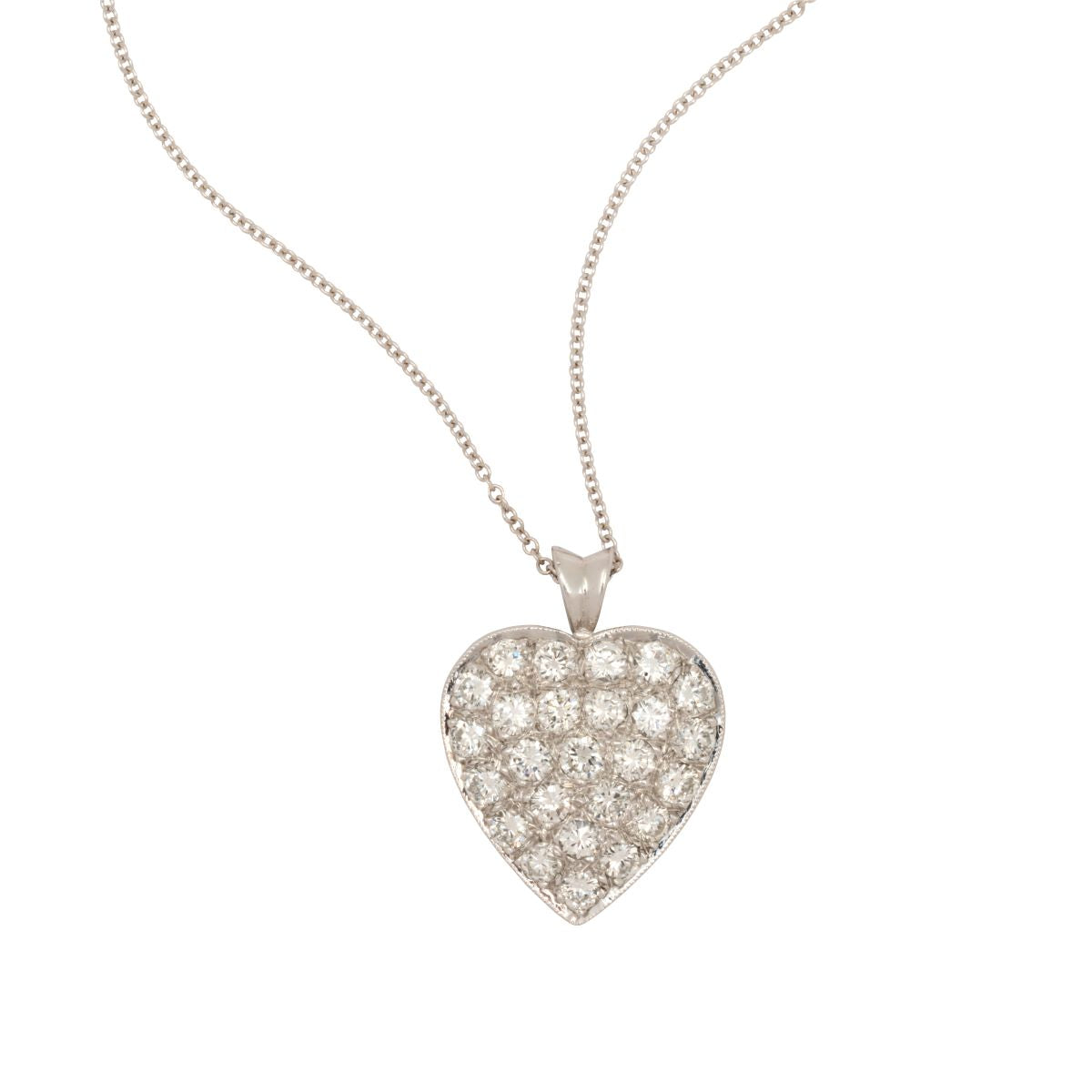Vintage Platinum Diamond Heart Pendant