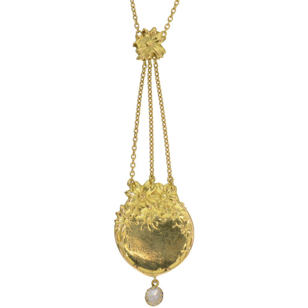 French Art Nouveau Necklace in yellow gold. 