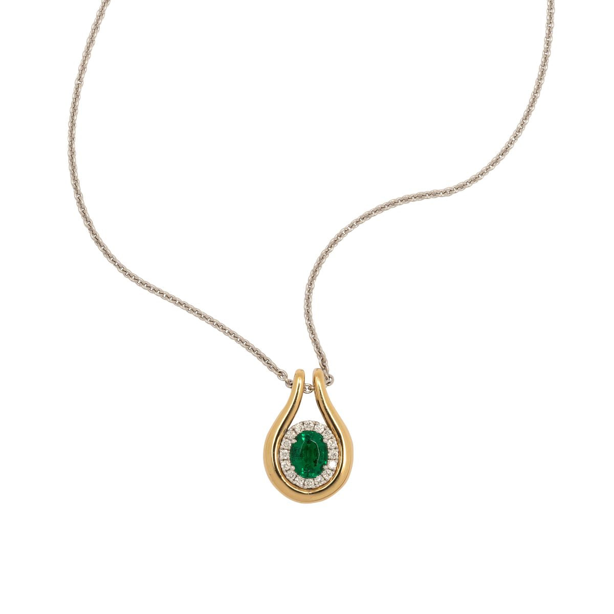 Open Teardrop Emerald Necklace