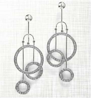 Kinetic White Gold and Diamond Earrings by Sakamoto