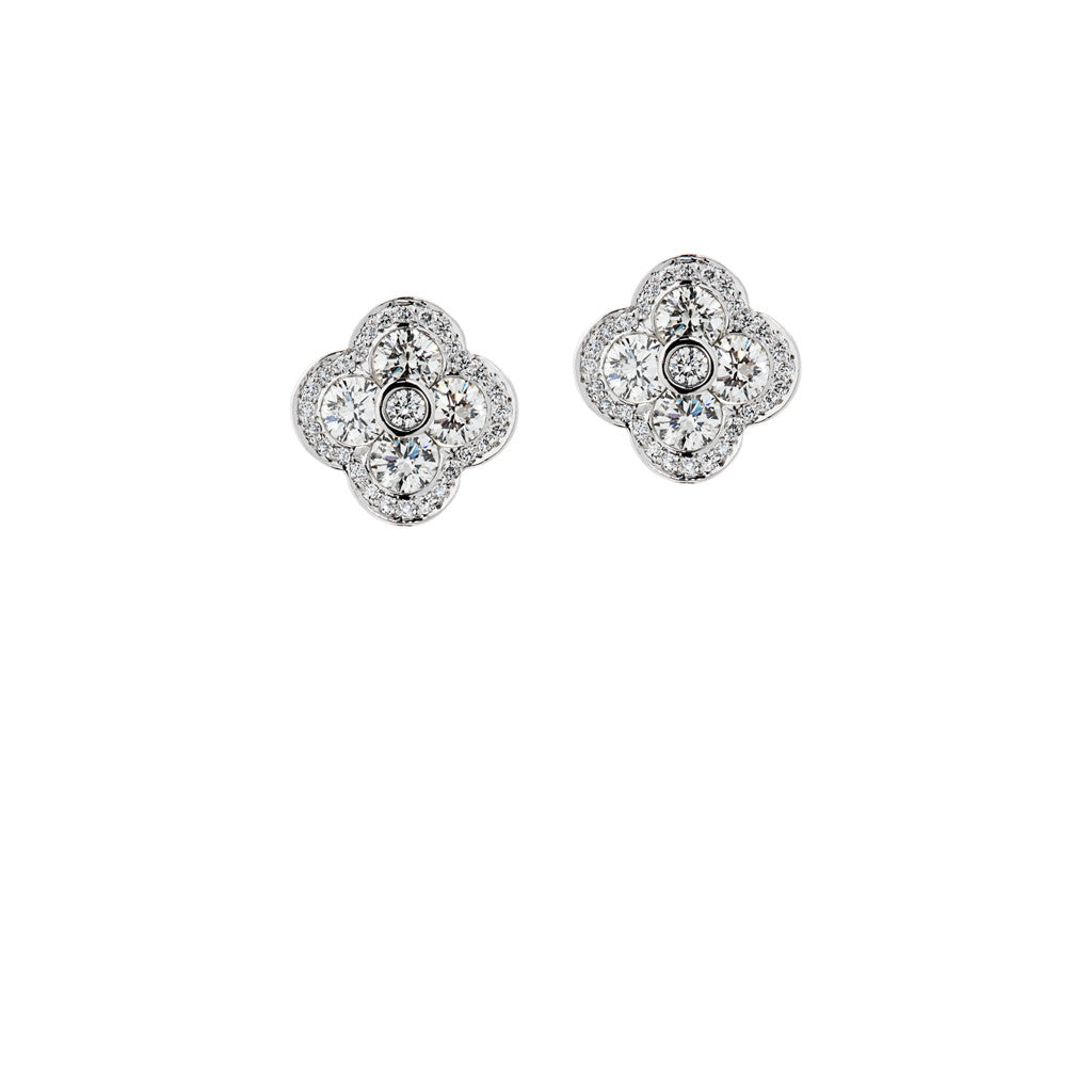 Romantic Fleur Earrings in 18k White Gold and Diamonds