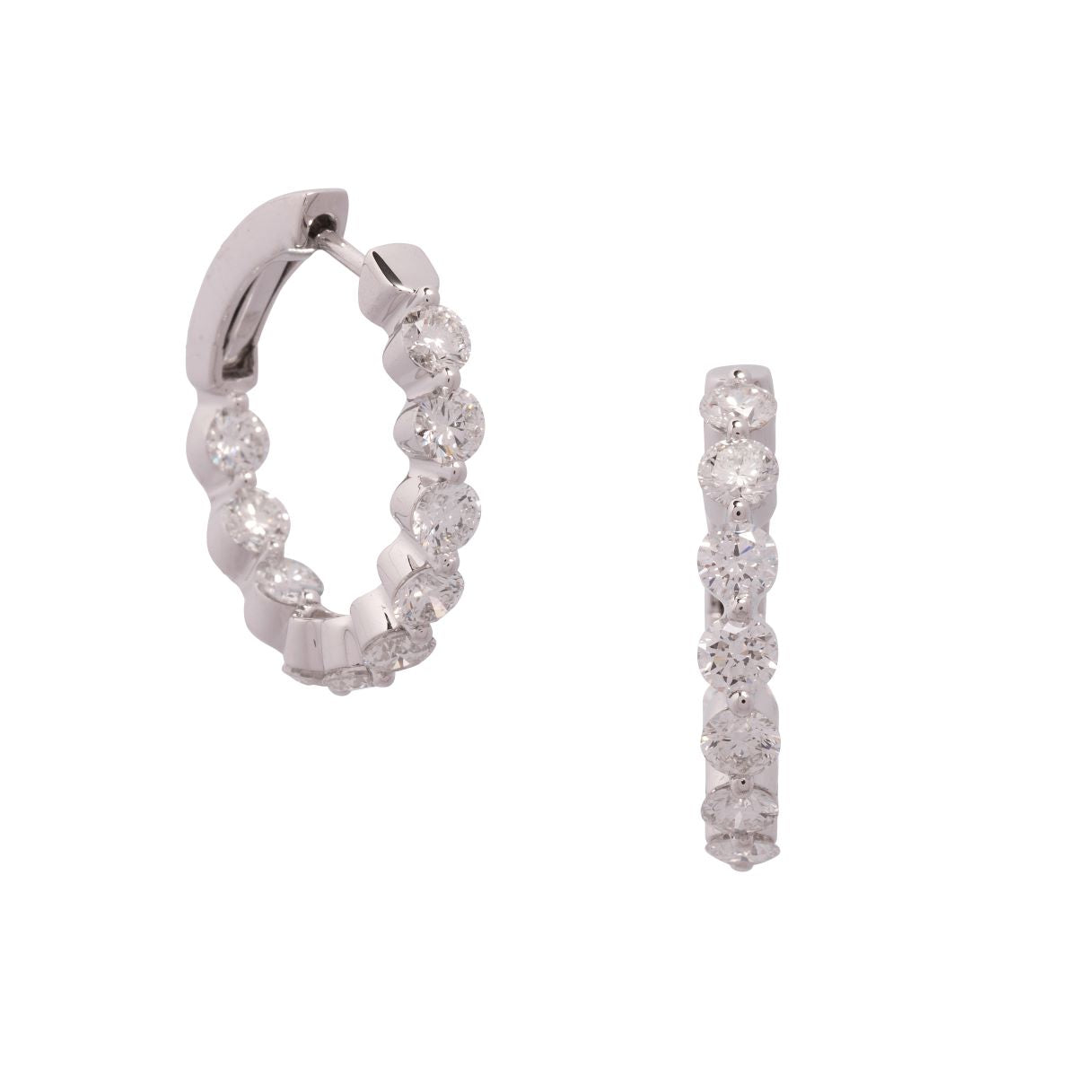 Platinum 2.05ctw Diamond Hoop Earrings