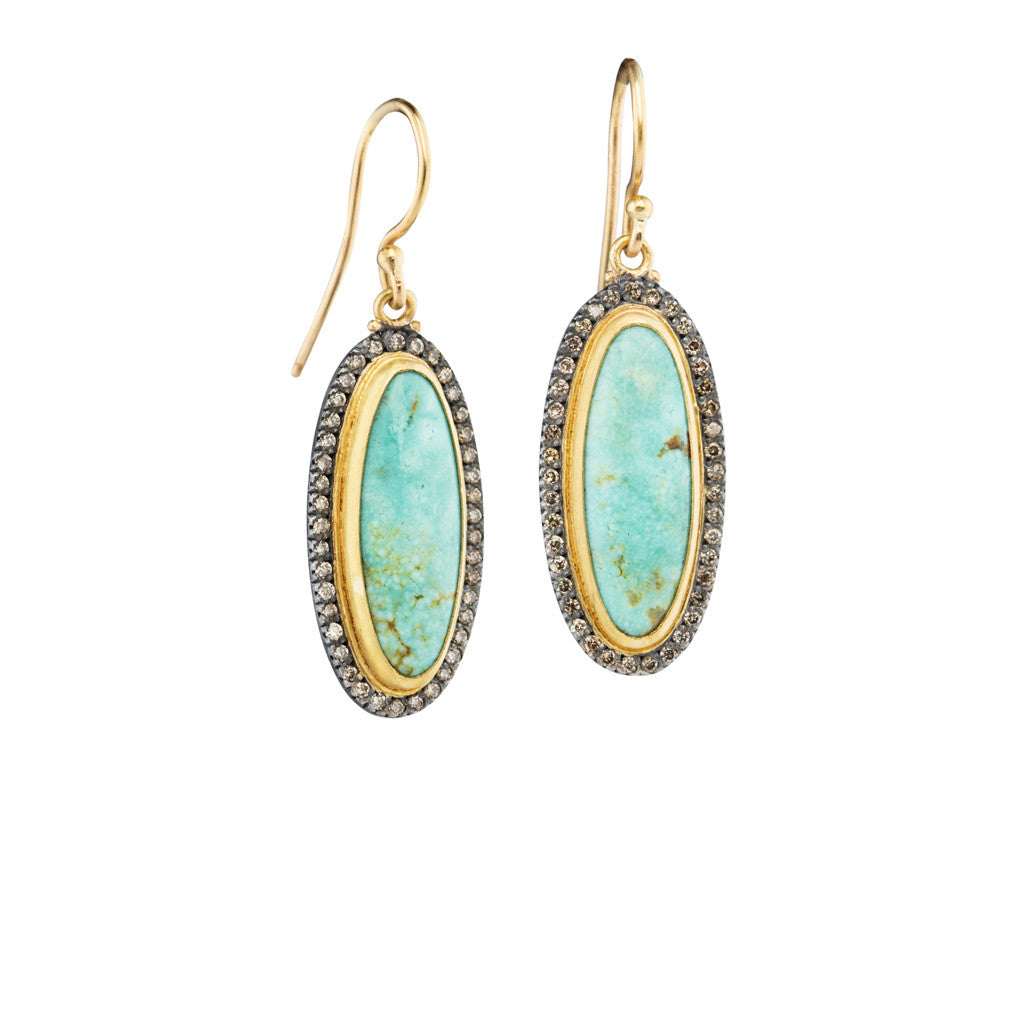 Turquoise & Diamond Drop Earring by Lika Behar