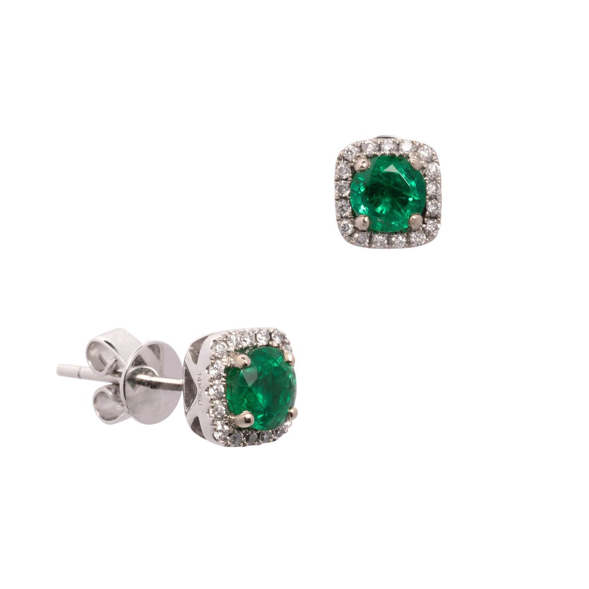Cushion Emerald Halo Earrings