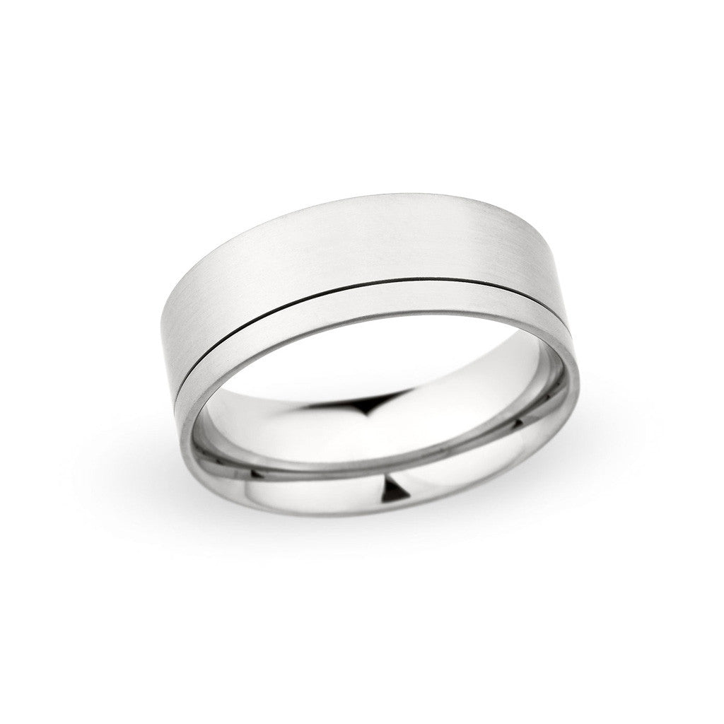 Contemporary Wedding Band with Offset Grove