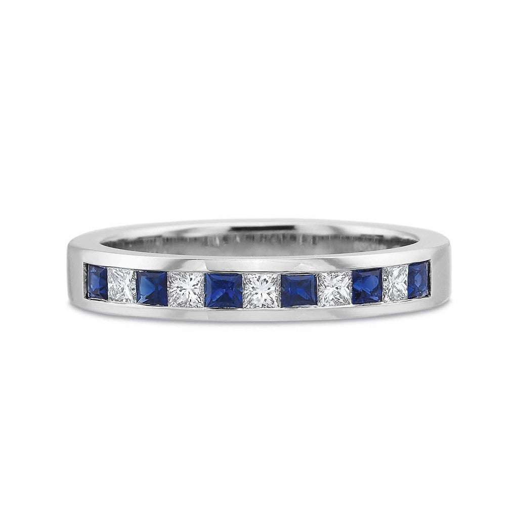 Sapphire and Diamond Channel Set Band