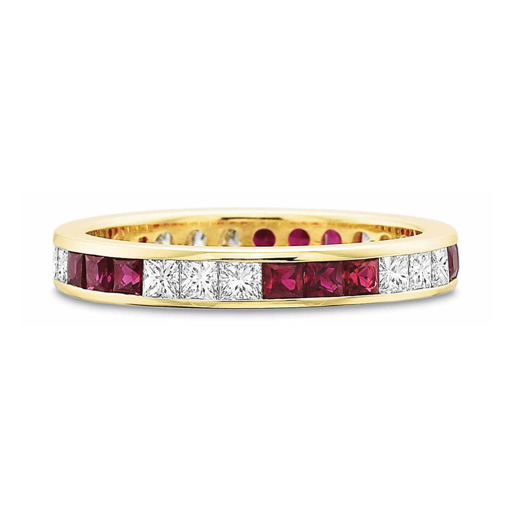 Ruby and Diamond Eternity Band in Yellow Gold
