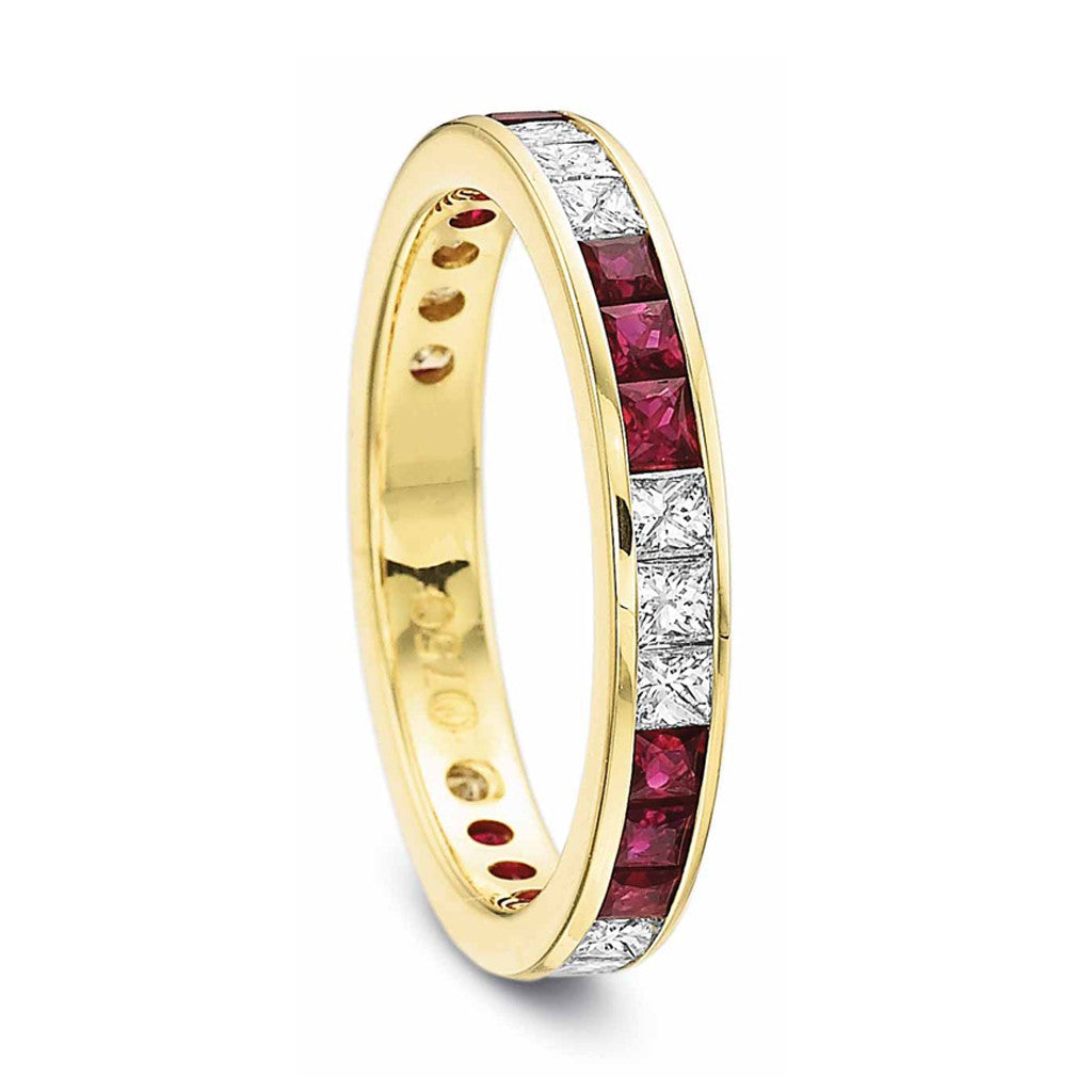 Eternity Band channel set with ruby and diamond