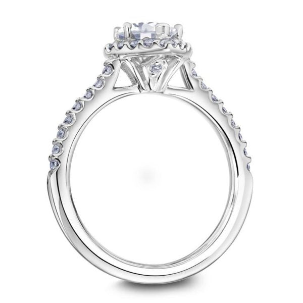 "Lyon" Pear diamond halo semi mount in white gold by Scott Kay.