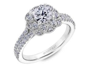 Heaven's Gate Floral Halo Engagement Ring by Scott Kay