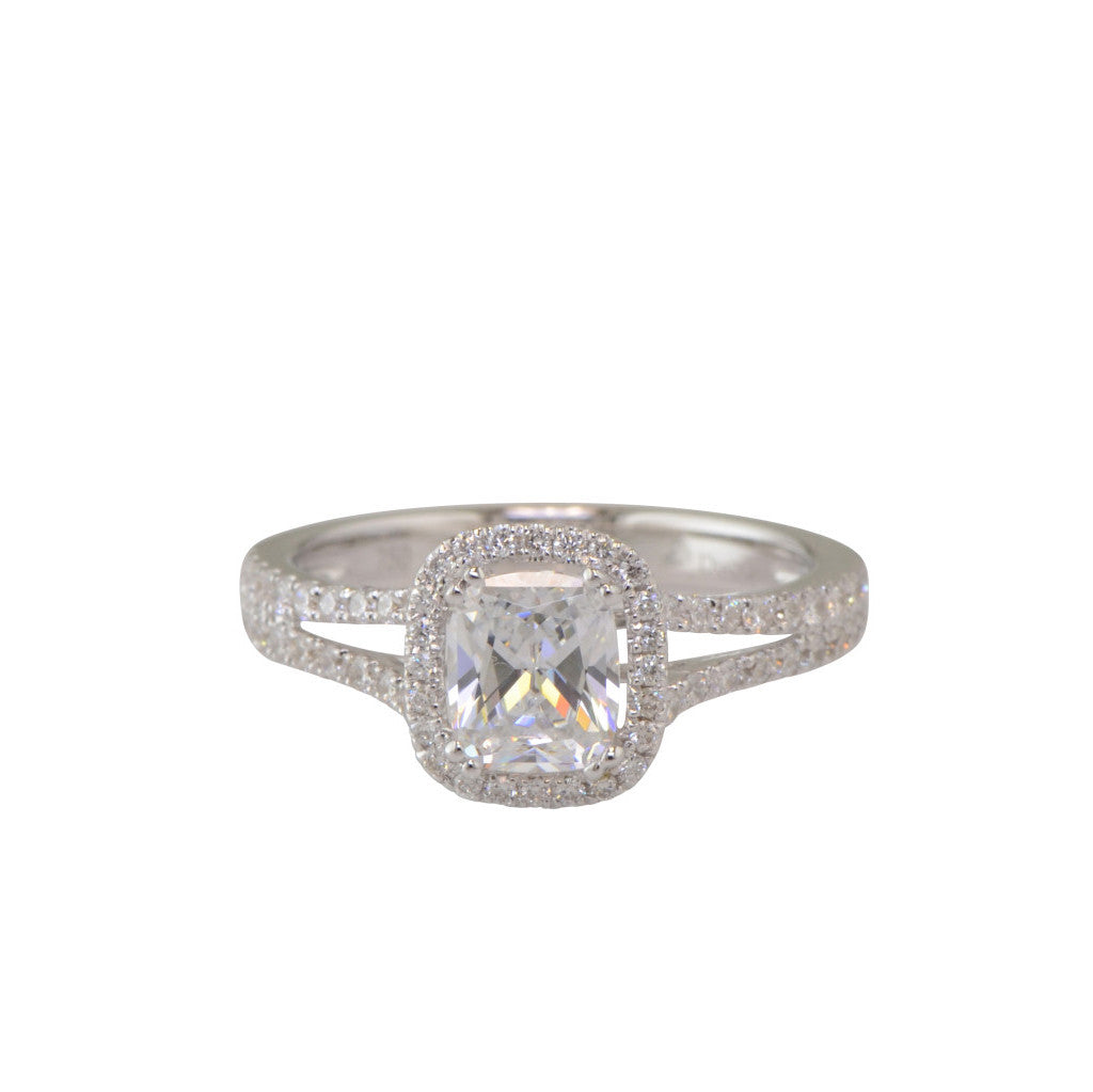 Classic Cushion Diamond Halo Engagement Ring "Santa Barbara"