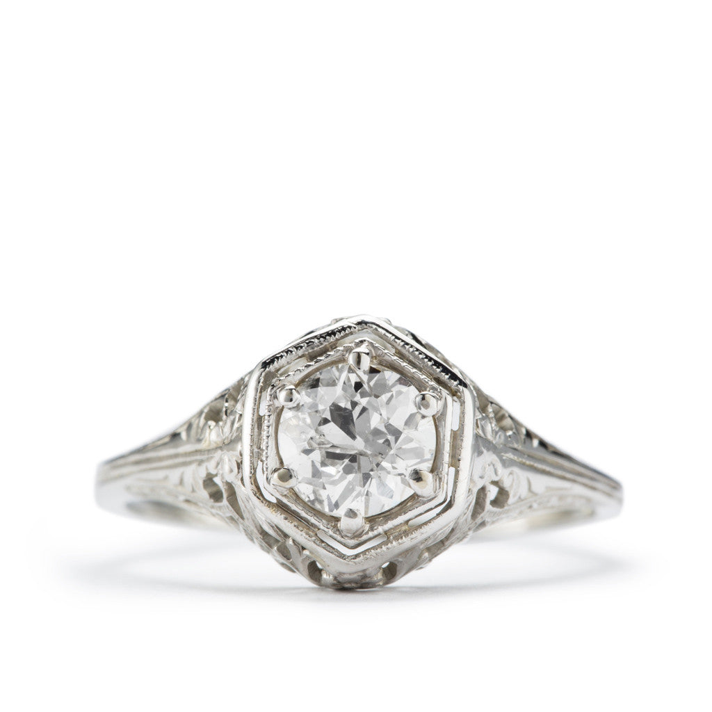 "Odette" Art Deco Diamond Engagement Ring. 