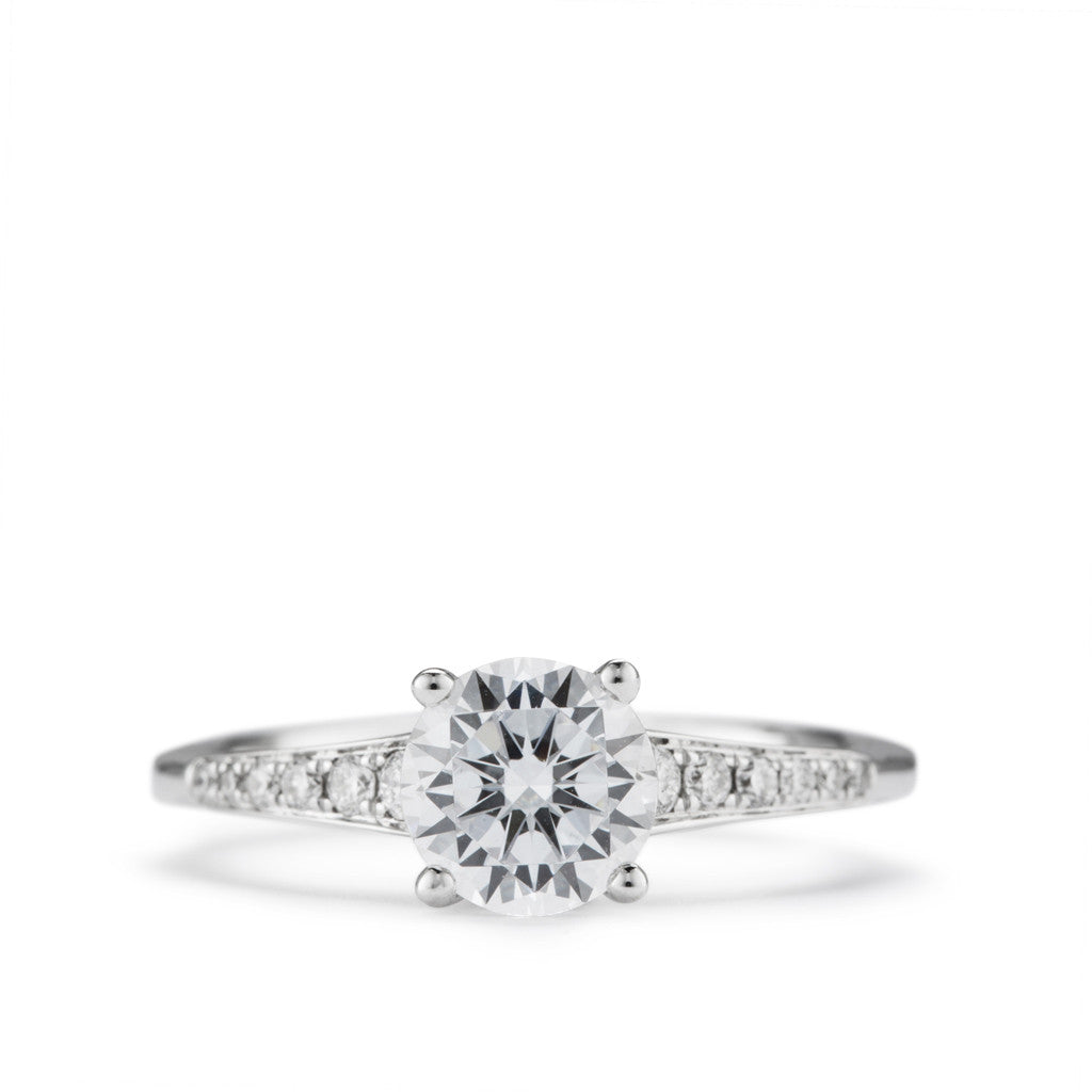 "Tiara"  Cathederal style diamond engagement ring.