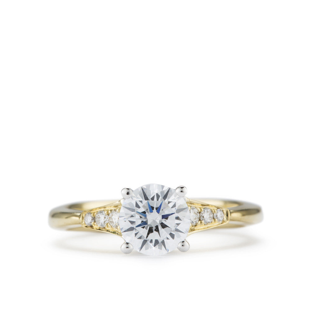 "Chalice" yellow gold and diamond engagement ring by Diadori.