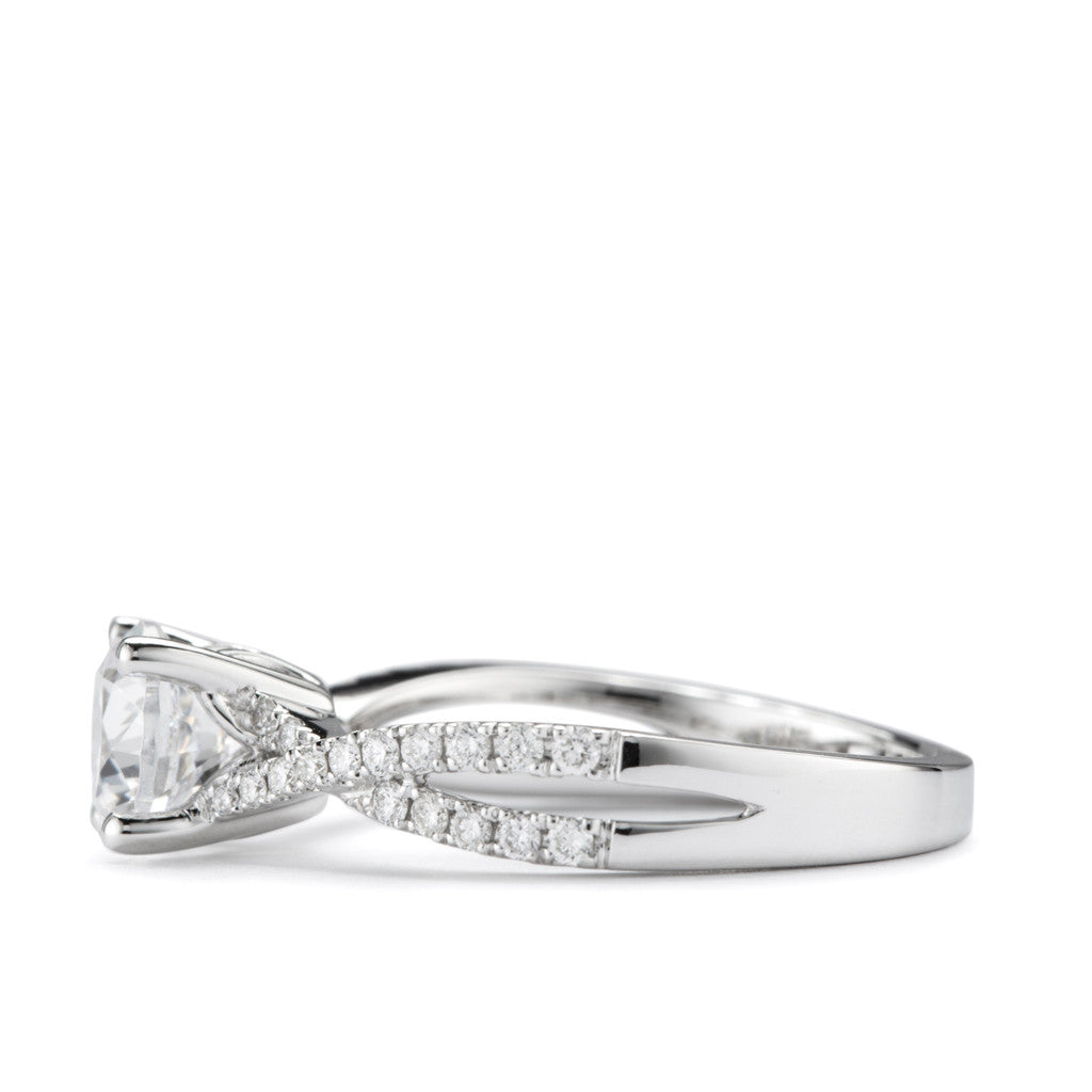 Solitaire Diamond Twist Shank Engagement Ring with Accents | Angara