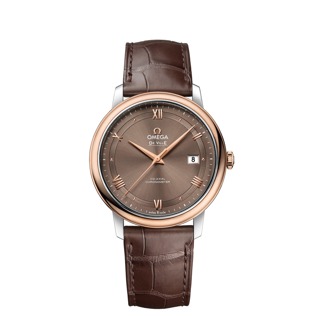 Omega De Ville Prestige with Brown Dial and Strap with Red Gold accents. 