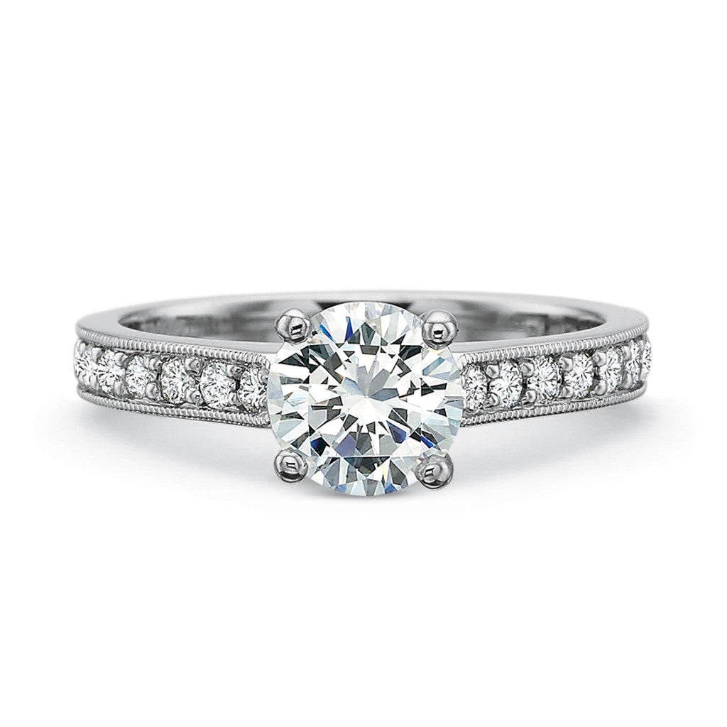 Classic Millgrain Diamond Solitaire Engagement Ring
