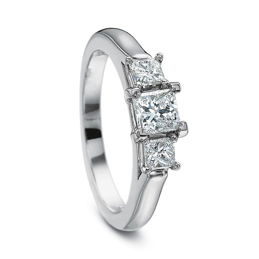 Princess Cut Diamond Three Stone Engagement Ring 