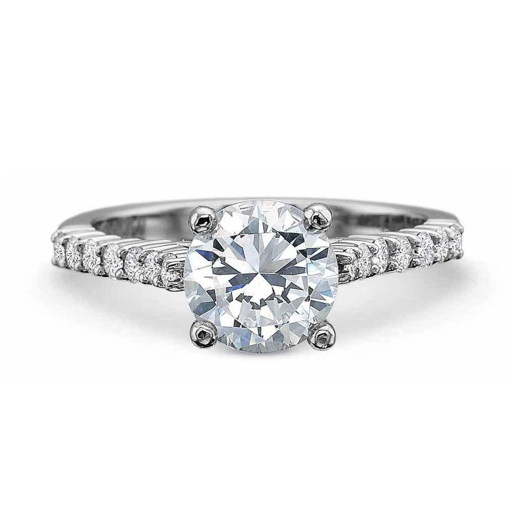 Cathedral Style Solitaire Engagement Ring with Diamond Set Shoulders
