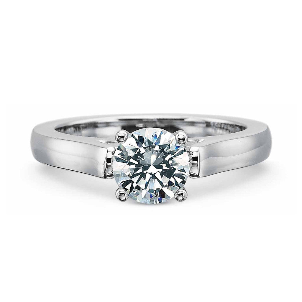 Platinum Flush Fit solitaire with classic four prong head 