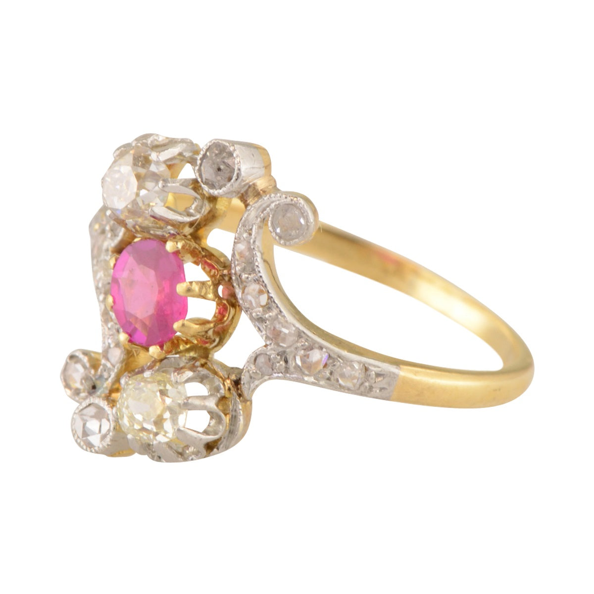 Edwardian Pink Sapphire and Diamond Ring 'Ada'