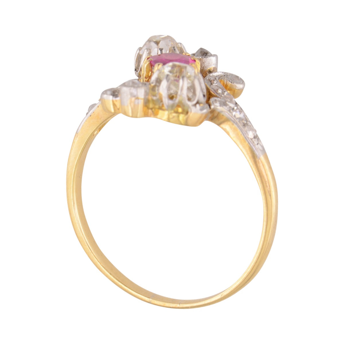 Authentic Edwardian Pink Sapphire and Diamond ring 'Ada.'