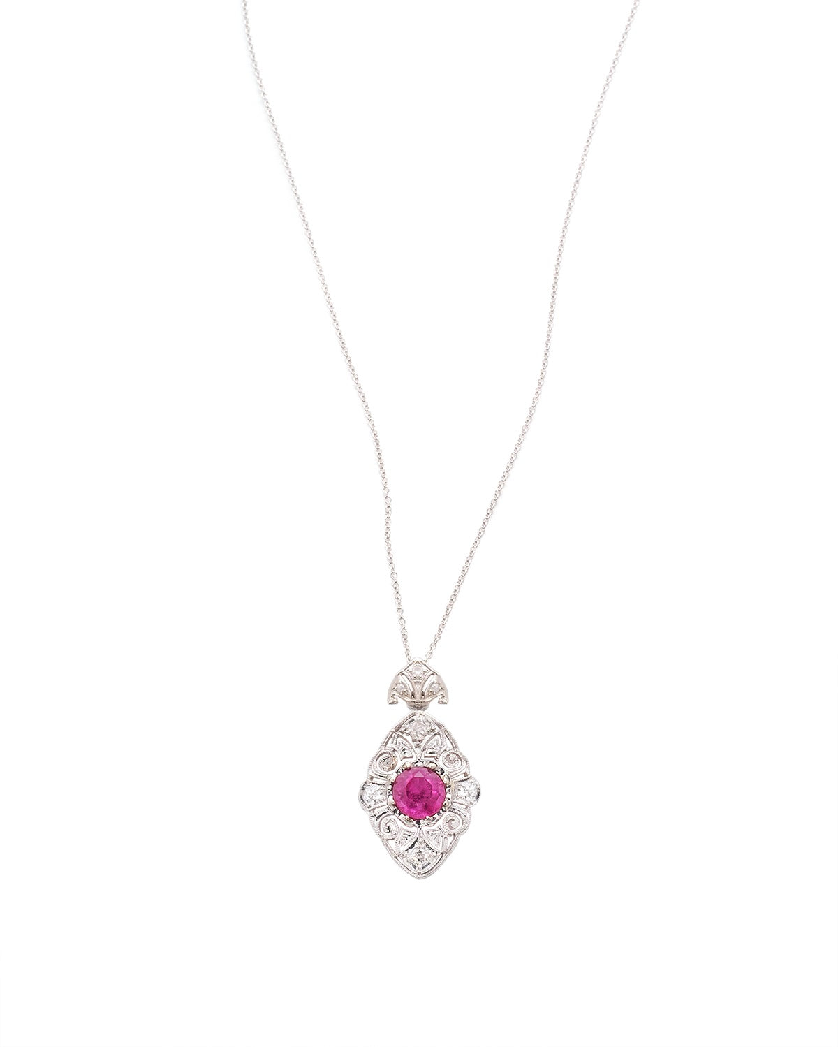 'Cherry Fizz' Art Deco Pendant with Pink Tourmaline.