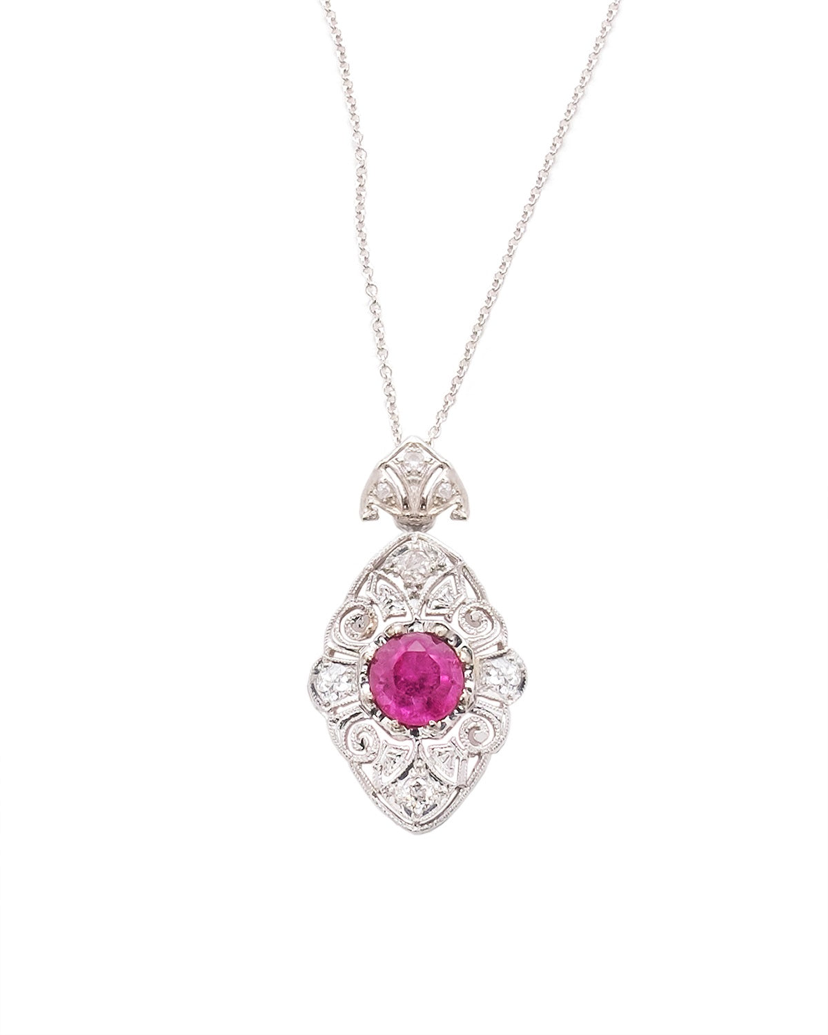 'Cherry Fizz' Art Deco Pendant with Pink Tourmaline. 