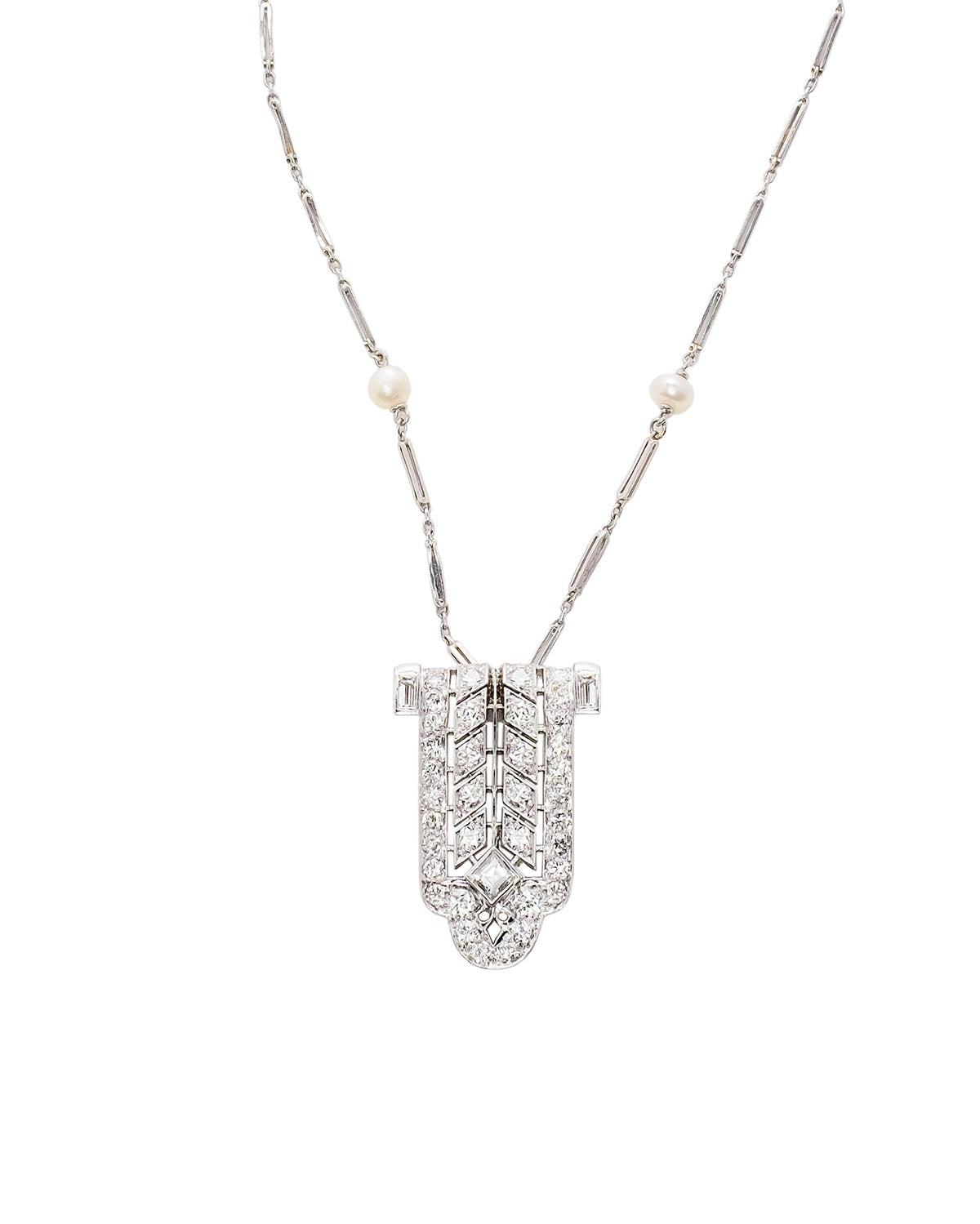 Platinum and Diamond Antique Art Deco Necklace Pendant