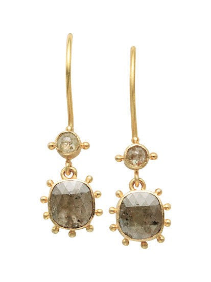 Rustic Diamond Drop Earrings