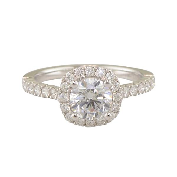 'Brunswick' 18k white gold halo engagement ring by Diadori