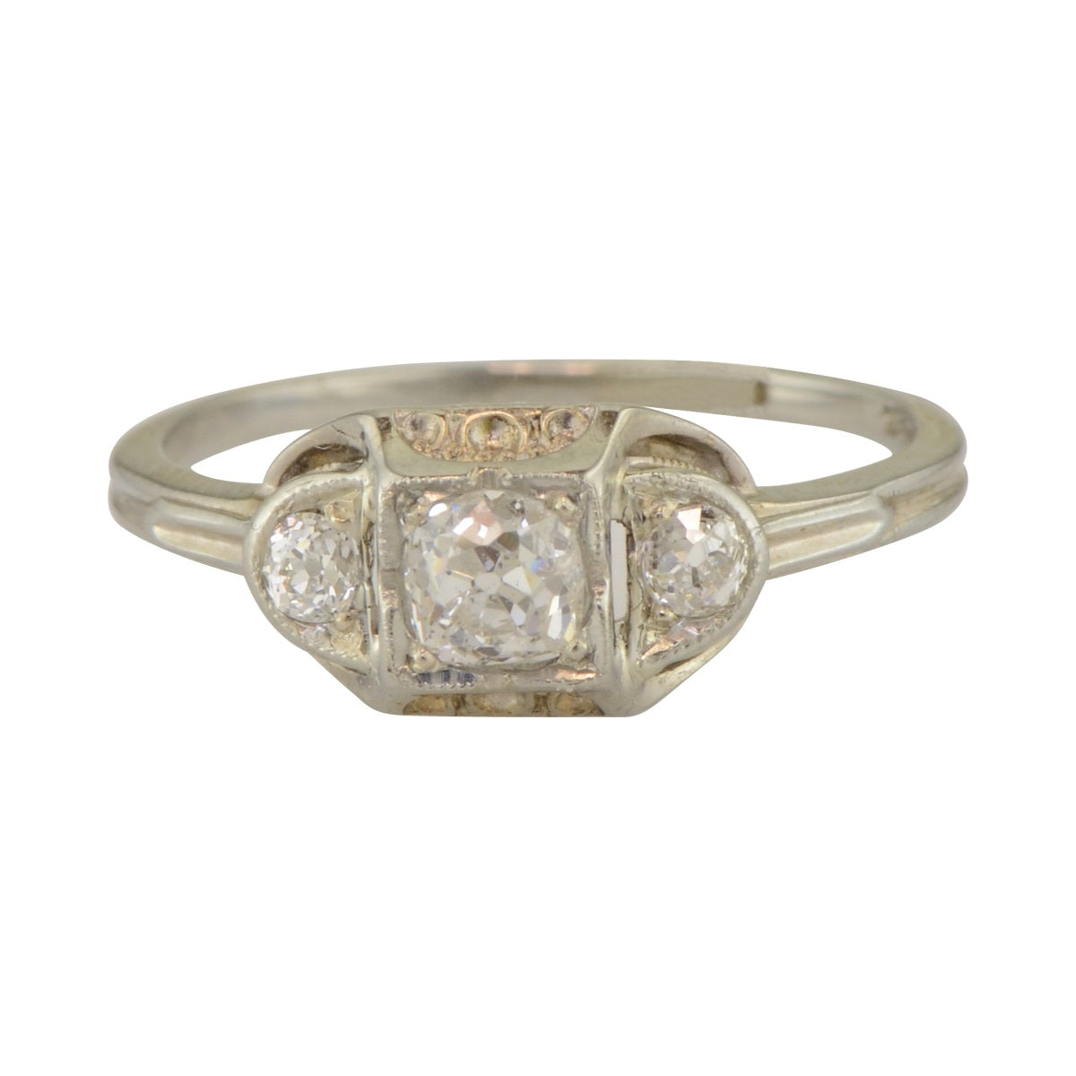 Collins Art Deco Vintage Engagement Ring in White Gold