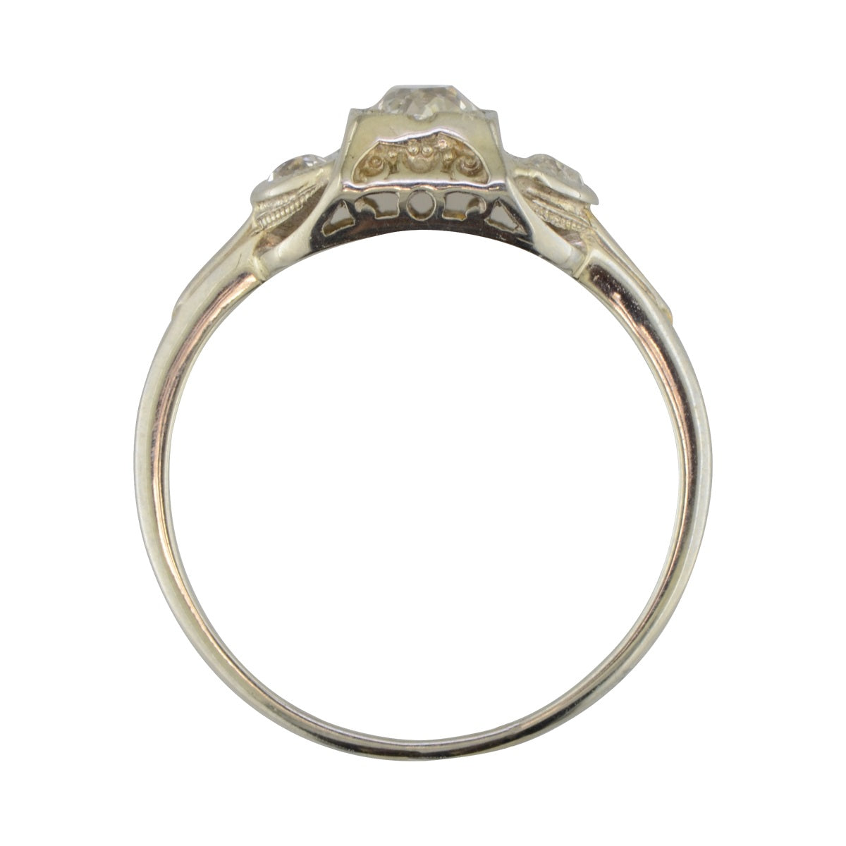 Origional Jabel Art Deco White Gold Engagement Ring