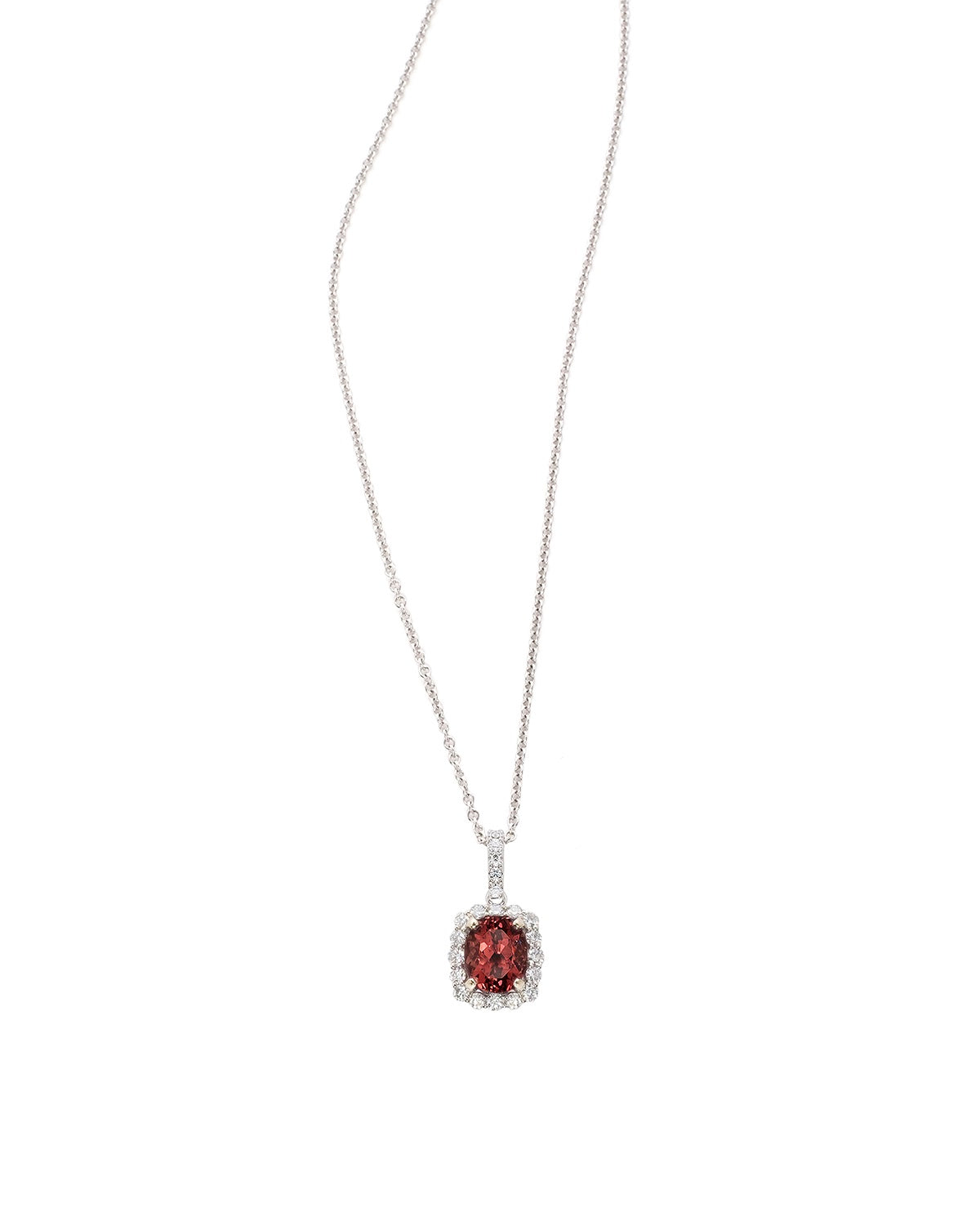 Natural Color Change Garnet and Diamond Pendant in white gold