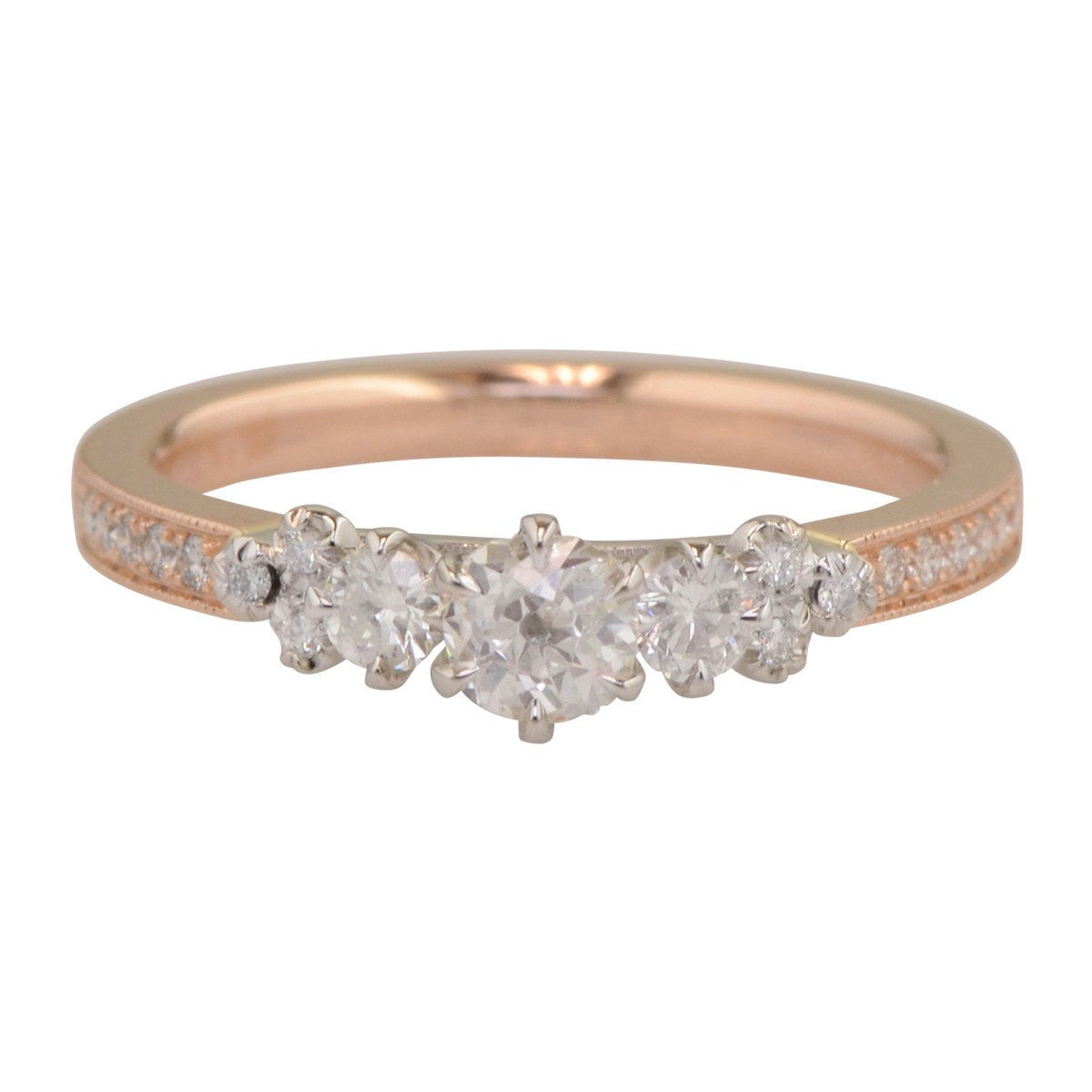 Engagement Ring in Rose Gold and Diamond 'Damask Rose' 