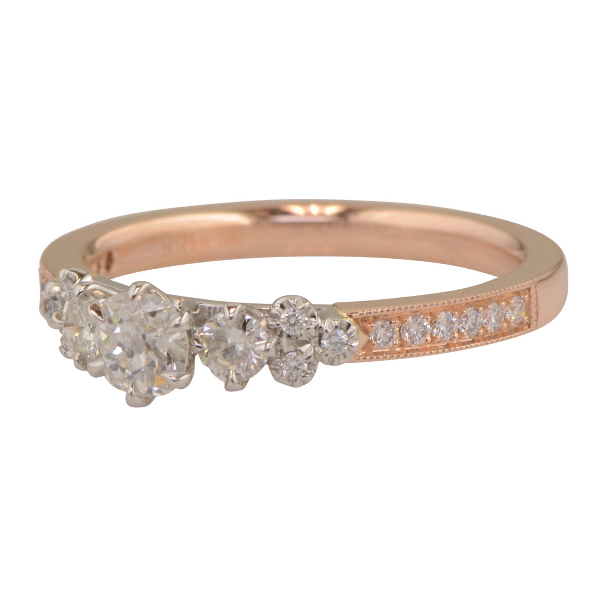 Damask Rose Custom Rose Gold and Diamond Engagement Ring